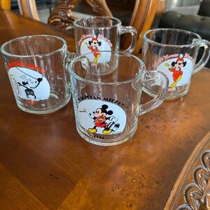 Disney Mickey Mouse Vintage Glass Mug Set - Red and Black